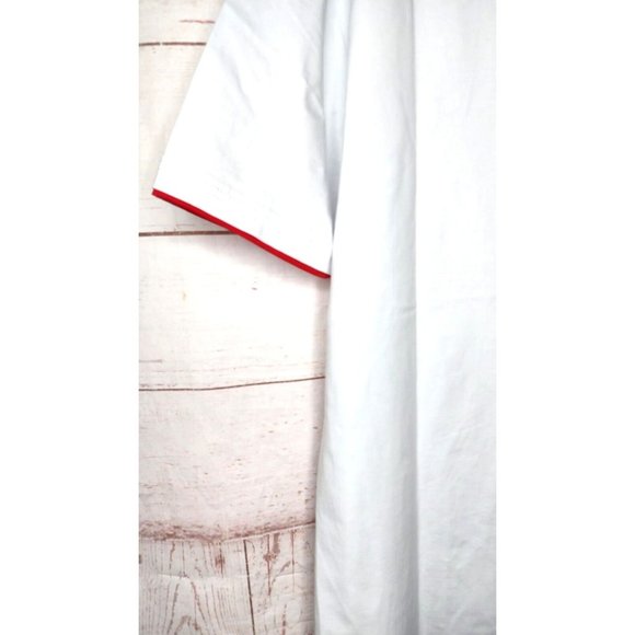 Vassari Los Angeles High Red Collar Button Design White Red Designer Shirt - Picture 8 of 11